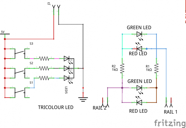 TRICOLOURED LEDS SCHEMATIC