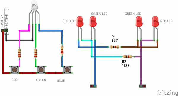 TRICOLOURED LEDS COMPONENT LAYOUT