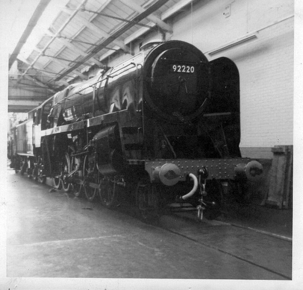 92220 Evening Star at Crewe Works (It's written on the back of the photo)